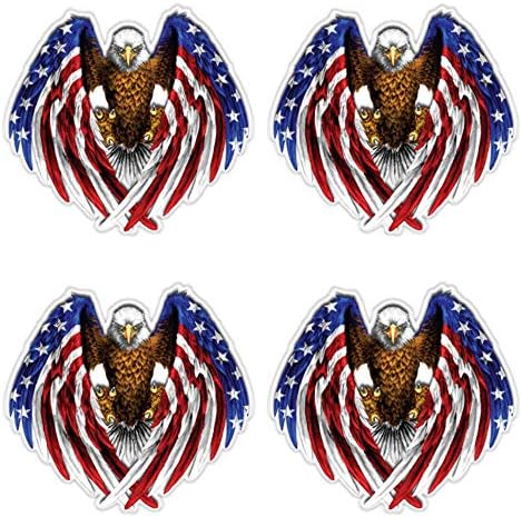 HIT ili MISS DIZAJNSKI (4 pakiranja ćelavog orla American Flag 2 x 2 - naljepnica s punom bojom - naljepnica za tvrde šešire, kacige,