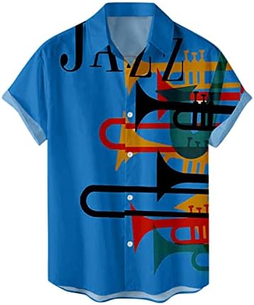 & Muške Ležerne košulje kratkih rukava na kopčanje, ljetne košulje na plaži uobičajenog kroja, Vintage havajski vrhovi s printom jazz