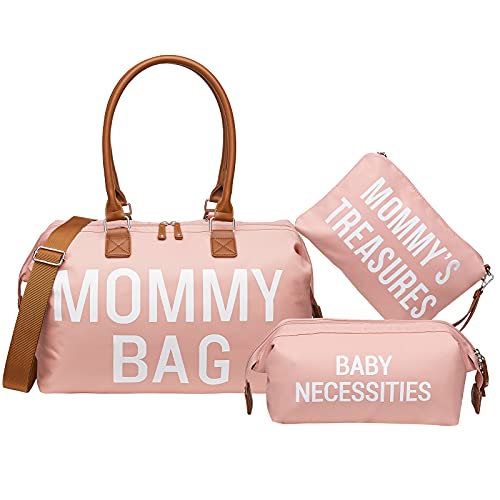torba za pelene za djevojčice s 2 pretinca za organizatore, velika prostrana torba za mamu za bolnicu i vikend putovanja, ružičasta