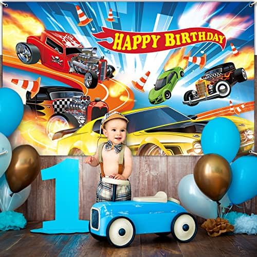 Vrući automobil ukrasi za rođendanske zabave vruće trkačke automobile pozadina zabrana pozadine za dječake zalihe za rođendanske zalihe