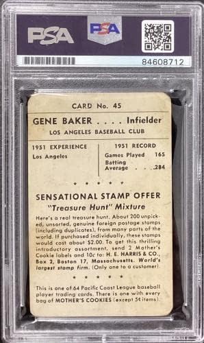 Gene Baker potpisao 1952. Pacifička obalna liga 45 Kartica Majke Cookie Auto PSA/DNK - Kartice s baseball pločama