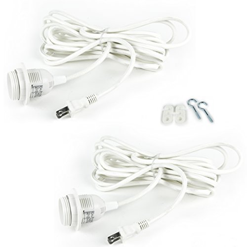Rustikalni kabel tkanine za viseće privjesak za privjesak - 15 stopa pleteni fleksibilni kabel s e -26/ e -27 žaruljom utičnicom i