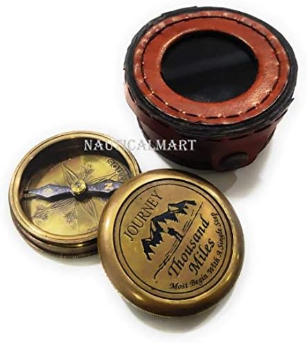 NauticalMart Personalizirani džepni kompas - inspirativni citati ugravirani na mesingani kompas - poklon za diplomiranje, obljetnicu,