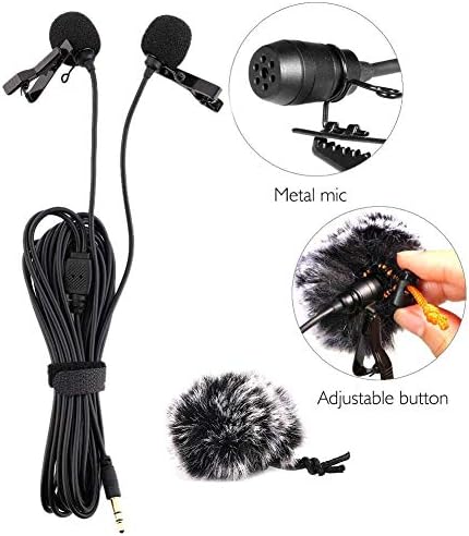 Serounder s dvostrukom glavom lavalier mikrofon, univerzalni sveobuhvatni kondenzator repa za isječak mikrofona za DSLR fotoaparate/pametni