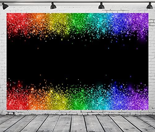 Loccor tkanina 10x8ft Let’s Glow Glitter pozadina Rainbow Neon Splatter Fotografija Pozadina Disco Dance Party pozadine Ponosni mjesec