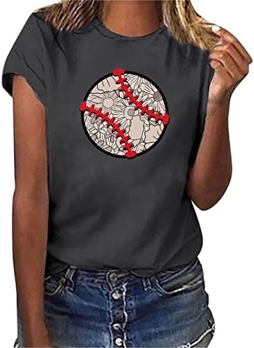 Ženska labava ležerna majica kratkih rukava Ženska ležerna majica za Bejzbol kratkih rukava s okruglim vratom široka majica bluza