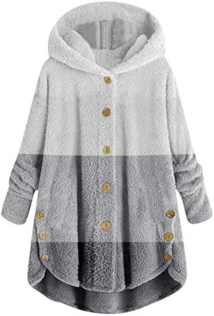 Mebamook ženski zimski kaputi plus gumb plišani vrhovi kapuljača labavi kardigan vuneni kaputi