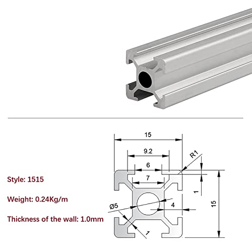 2 pakiranja aluminijskog ekstruzijskog profila 1515 duljina 7,87 inča / 200 mm srebrna, 15 mm 15 mm 15 serija europski standardni T-utor