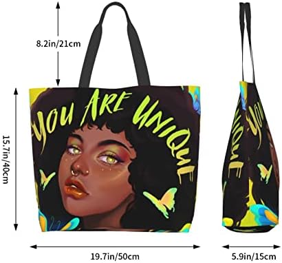 Crna žena Sorority Tote torbe Estetske vintage dizajnerske torbice za ženske torbe s kupovinom putničkih namirnica