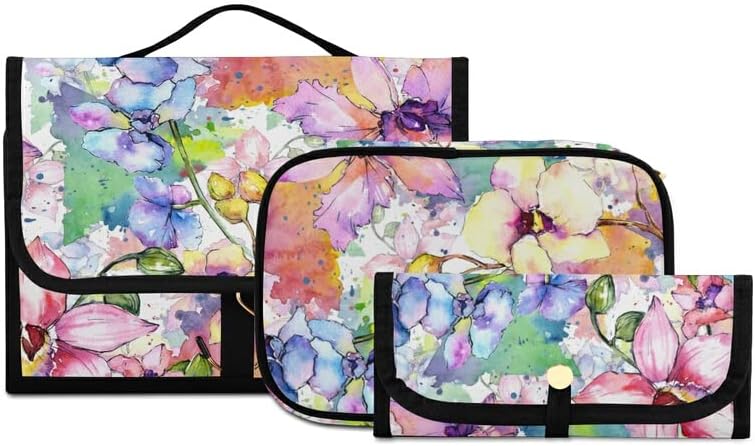 MNSRUU toaletna torba akvarelni cvjetovi viseća torba za šminku za toaletne potrepštine 3 PCS TOBE PUTOVANJA Torba za toaletne potrepštine
