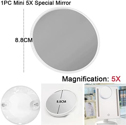 Amabeahzj zrcalo šminka 7 inča 10x uvećanje kružna šminka ogledalo dvostrano LED LED 360 stupnjeva rotirajuća kozmetička zrcalna postolja