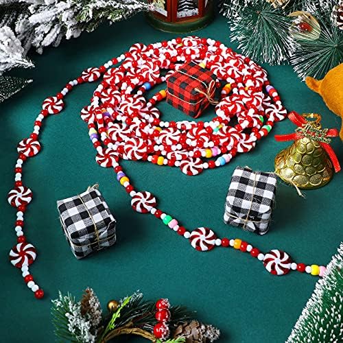 16,4 metra božićna plastična kuglica crvena bijela peperminta bombon viseći vijenac ukrasni perli vijenac s paprikom metvice bombon