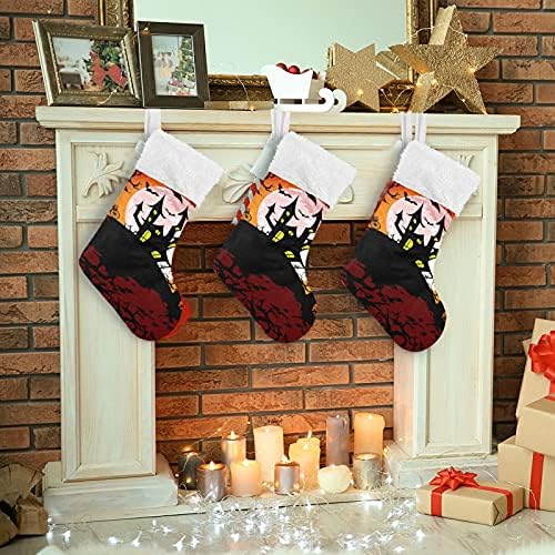 Alaza božićne čarape sablasni Halloween klasični personalizirani veliki čaračni ukrasi za obiteljski odmor dekor zabave 1 paket, 17.7