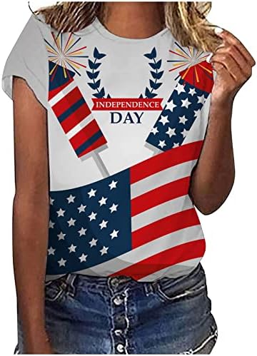 Majica američke zastave za žene domoljubna majica Na pruge sa zvijezdama u SAD-u ležerna majica kratkih rukava modni print ugodni vrhovi