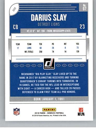 2018. Donruss nogomet 97 Darius Slay Detroit Lions Službeni NFL trgovačka karta