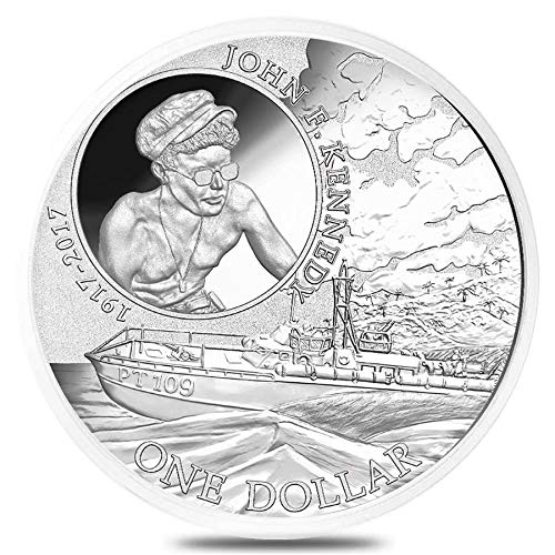 2017 SB Kennedy 2017 1 Oz Silver John F. Kennedy JFK Solomon Islands $ 1 novčić .999 Fina - 100. Anniv. JFK PT109 $ 1 Sjajno necirkulirani