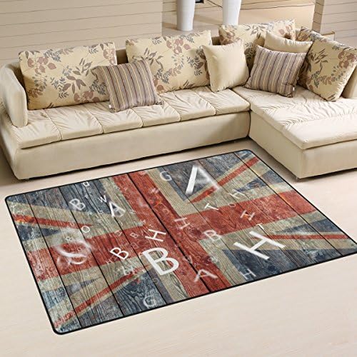 WellLee Area tepih, britanska zastava Pisma podne prostirke koji nisu klizani vratar za dnevni boravak u spavaćoj sobi dekor spavaće
