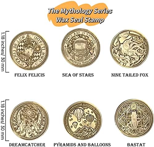 Funwr1te 'Sea of ​​Stars' Wax Seal Seal Kit, Mytholgoy Series | Glava mesinga s drvenom ručkom za karticu zahvalnosti/omotnicu/pismo/omot