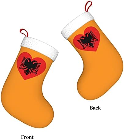 Cutedwarf Love Albania zastave božićna čarapa Xmas Dekoracija Klasična 18 -inča kamin viseća čarapa