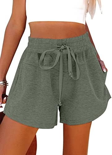 Acelitt Womens Summer Casual Udobno mekano struga za elastični struk znojne hlače, S-XXL