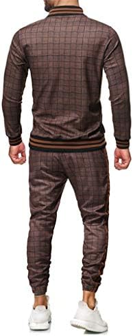 Uzorak jakne muškarci muškarci jesenski karirani otisak s patentnim zatvaračem TwingHir Top hlače sets Sportsko odijelo jakne jakne