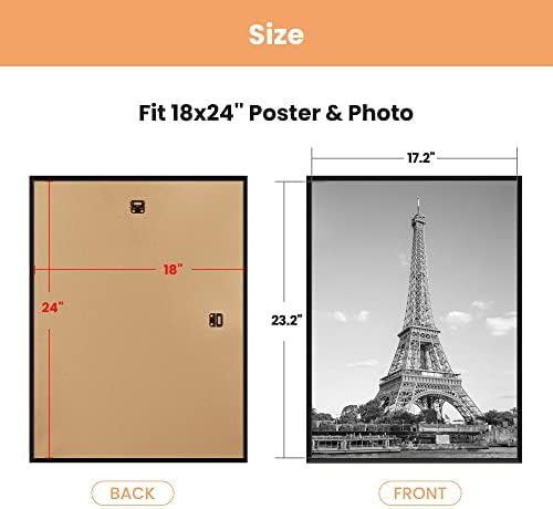 UpSimples 18x24 Frame Black 3 paket, okviri plakata 18 x 24 za horizontalno ili okomito postavljanje zida, zidne galerije otporne na