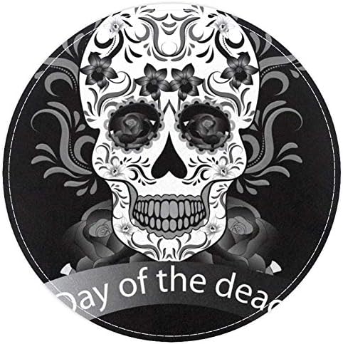 Heoeh Day of the Dead Mexican Suger lubanja cvjetna, bez proklizavanja 15,7 Okrugli tepih tepiha tepiha tepiha za djecu spavaće sobe