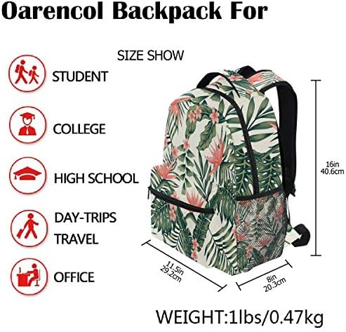 Oarencol Tropska palmi cvjetni ruksaci Školsko putnički fakultet torba s knjigama
