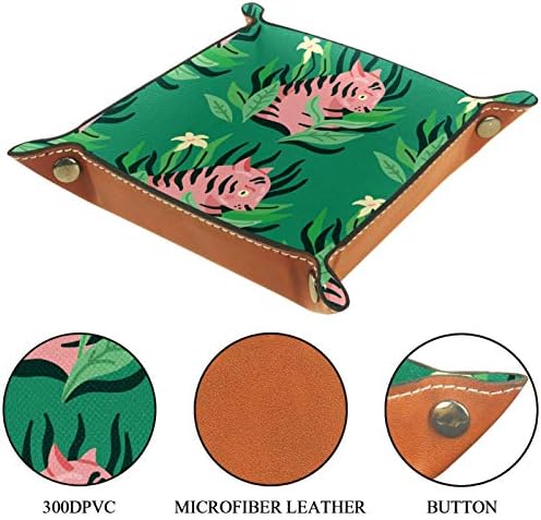 Tigar okružen lišćem zelene organijske ladice za skladištenje kreveta kadij kadij radne površine Promjena ključa novčanik kovanica