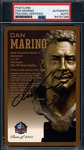 Dan Marino s DNK-om iz mumbo-a s potpisom kuće slavnih, brončana razglednica s potpisom poprsja - izrezani potpisi NFL-a