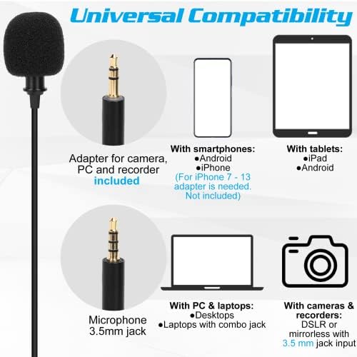 Profesionalni razred Lavalier repel mikrofon za Samsung Galaxy S10 Lite kompatibilan s iPhone telefonom vlogging asmr snimanje video