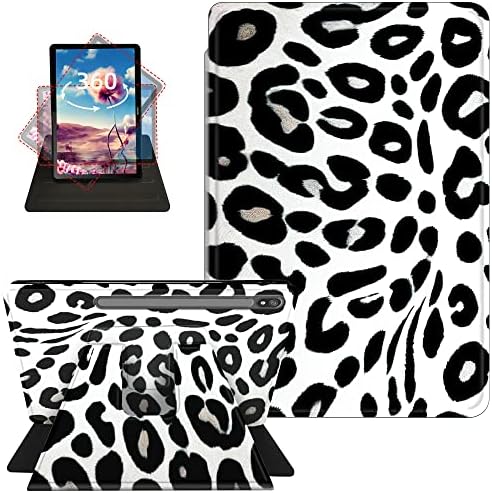 Galaxy Tab S8 plus futrola 12.4 Dizajn bijelog leoparda 360 stupnjeva rotirajući okretni stalak, jycuhtcl za Samsung Galaxy Tab S8