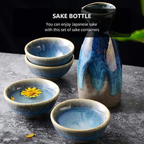 Cabilock sake šalice sake šalice lonac s 4 cups keramičke držače za pohranu japanskog stila vinske šalice dozatore Saki Set za kućni