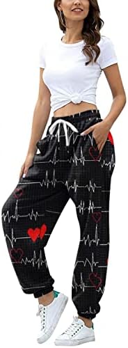 Tjeske za elastični struk za žene vole srce grafičke joge za vježbanje hlače s džepom