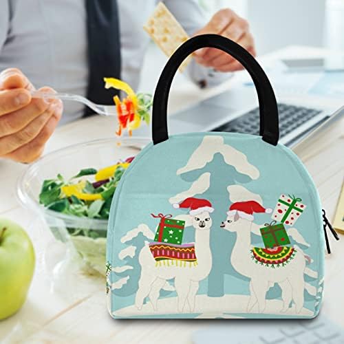 ALAZOV božićni blagdan sa slatkim lamama torba za ručak za ručak izolirane vrećice za hladnjak spremnik za ručak za višekratnu upotrebu