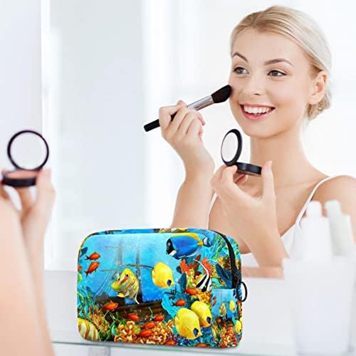 Tbouobt kozmetička torba za žene, torbe za šminkanje Prostrana toaletna torbica za putovanja, Tropska riba jedrilica oceana