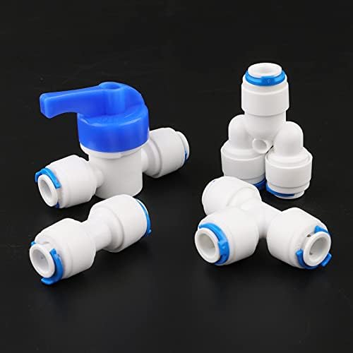 Newzoll 1/4 Water Line Fittings Set, 35Pcs Quick Connect Push in to Connect Water Purifiers Tube Fittings for RO Water Reverse Osmosis System, I/ T/ Y Type Combo + Шаровые краны