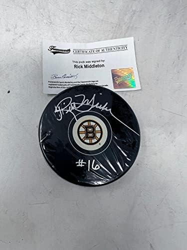 Rick Middleton Boston Bruins potpisao je hokejaški pak s autogramom okvira koa-NHL Pak s autogramom