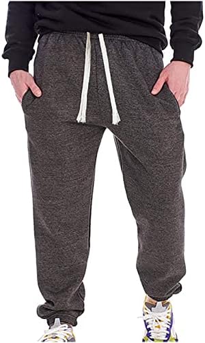 Muškarci povremene trenerke - muški flis obložen joggers tople hlače elastični struk crtanje atletske vrećice za vježbanje hlače