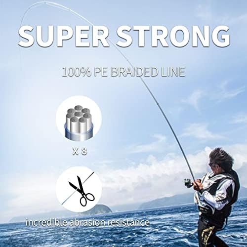 Nadgledna snaga 8 pramenova pletenica ribolovna linija, pletenice otporne na abraziju, nula rastezanja i ribolovna linija visoke osjetljivosti,