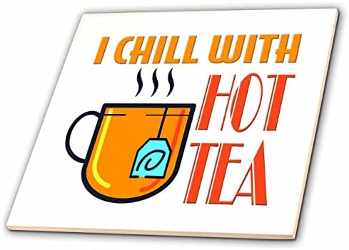 Trodimenzionalni prikaz riječi hladim se vrućim čajem i šalice čaja na bijeloj pozadini-pločica