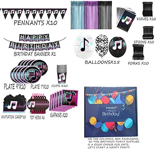 Pribor za glazbenu rođendansku zabavu Pribor za glazbenu zabavu-149pcs ukrasi za glazbenu zabavu Set za rođendansku zabavu za dječake