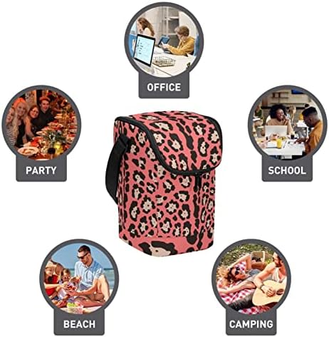 Lagana torba za ručak s ponavljajućom teksturom kože ružičastog leoparda za višekratnu upotrebu za žene i muškarce