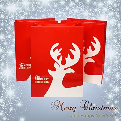 10 paketa ekstra velikih božićnih poklon vrećica, 13 poklon vrećica crvenog božićnog jelena za poklon, 9,5 5,5 13 luksuzne božićne