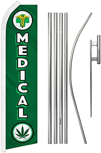 Medicinska marihuana Swooper Advertising Flag & Pole Kit - Savršeno za trgovine vape, dimne trgovine, salone za nargile, dispanzere
