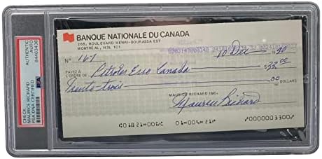 Maurice Richard potpisao osobni bankovni ček Montreal Canadiens od 167 USD/DNK potpisi izrezani iz NHL - a