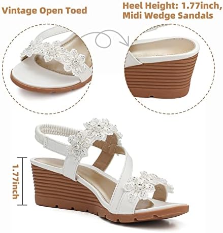 Ženske sandale s klinovima u A-listi, boemske sandale s elastičnim remenom za gležanj, ljetne sandale na platformi s cvjetnim uzorkom