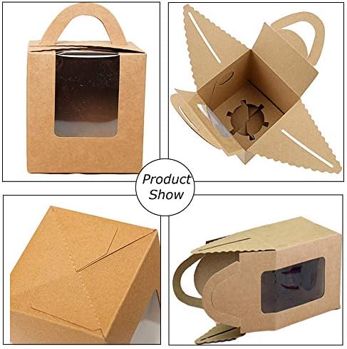 Kutije za kolače od 30 komada prilagođene posude za kolače od kraft papira s prozorom i ručkom za pakiranje poklona za vjenčanje