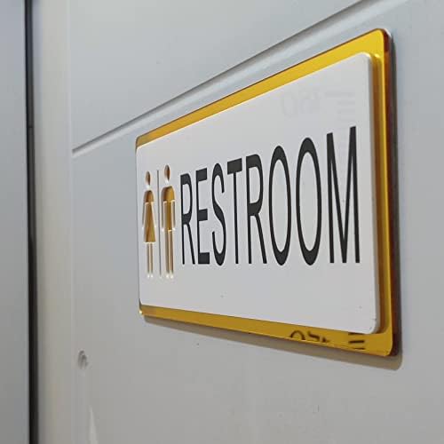 Luyu Unisex toaletni znak, dvoslojni akrilni dizajn bijeli gornji sloj i zlatni ogledalo donji sloj, znakovi kupaonice, toaletni znak