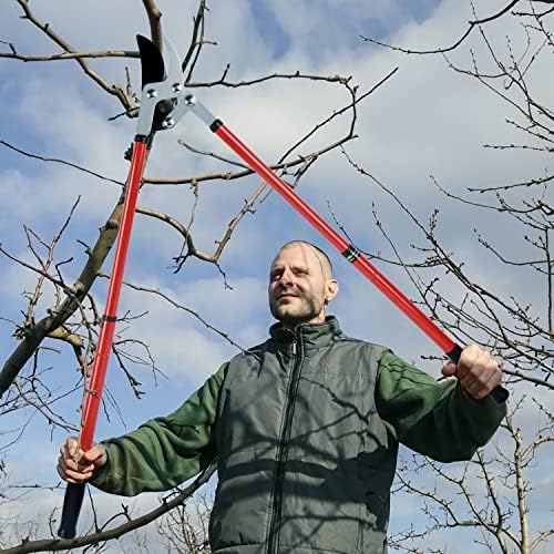 Zaobilazni lopper s uvlačivom ručkom, Teleskopski trimer za drvo promjera 25-38 inča, snažni lopper s reznom snagom od 2 inča, crno/crveno